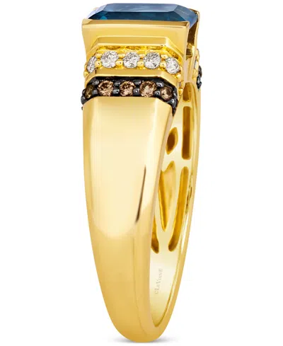 Le Vian Men's London Blue Topaz (2-1/2 Ct. T.w.) & Diamond (1/3 Ct. T.w.) Statement Ring In 14k Yellow Gold In Yellow Gold