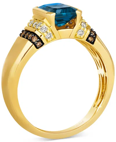 Le Vian Men's London Blue Topaz (2-1/2 Ct. T.w.) & Diamond (1/3 Ct. T.w.) Statement Ring In 14k Yellow Gold In Yellow Gold