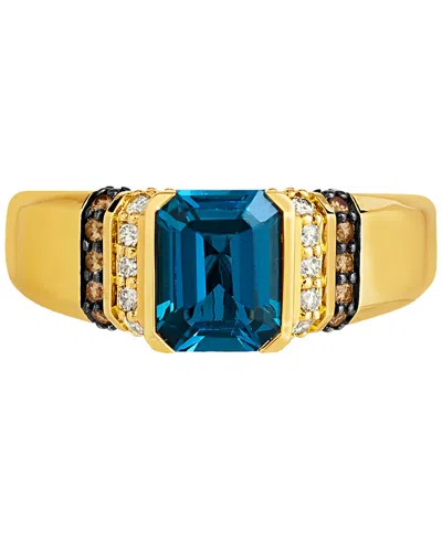 Le Vian Men's London Blue Topaz (2-1/2 Ct. T.w.) & Diamond (1/3 Ct. T.w.) Statement Ring In 14k Yellow Gold In Yellow Gold
