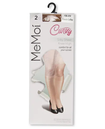 Memoi Women's 2 Pair Pack Energizing Curvy Knee Highs Mm-4240 In French Coffee