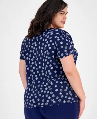 Ak Anne Klein Plus Size High-rise Cropped Pull-on Pants In Distant Mountain,bright White