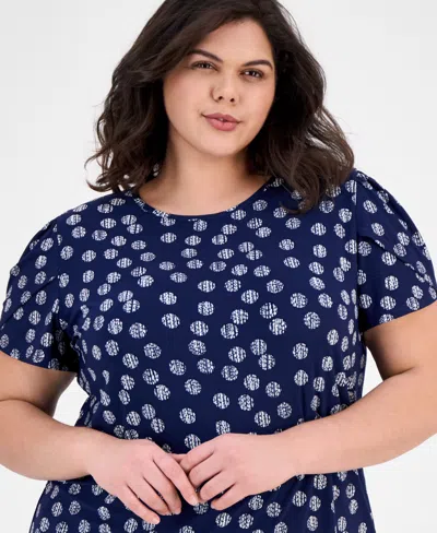 Ak Anne Klein Plus Size High-rise Cropped Pull-on Pants In Distant Mountain,bright White