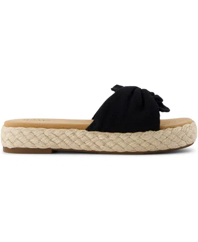 Toms Women's Abby Slide Flatform Espadrille Sandal Beachside Woven In Black Beachside Woven,knot
