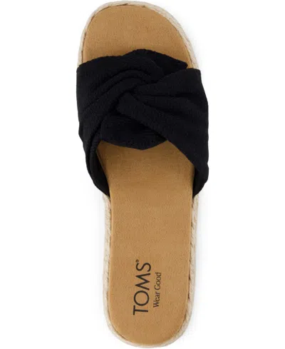 Toms Women's Abby Slide Flatform Espadrille Sandal Beachside Woven In Black Beachside Woven,knot