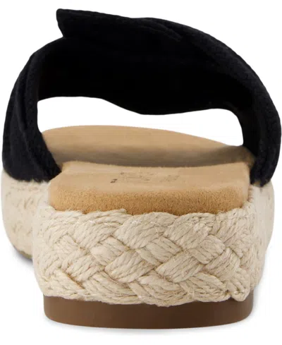 Toms Women's Abby Slide Flatform Espadrille Sandal Beachside Woven In Black Beachside Woven,knot