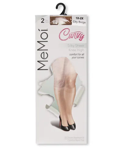 Memoi 6-pack Silky Sheer Curvy Knee High Socks In City Beige