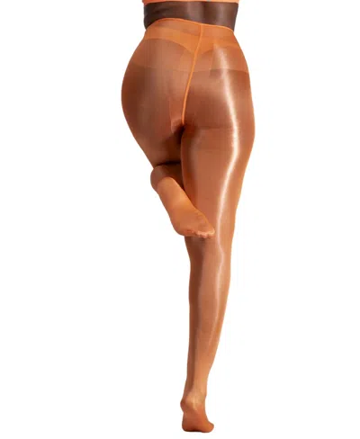 Lechery Women's Lustrous Silky Shiny 20 Denier Tights In Orange