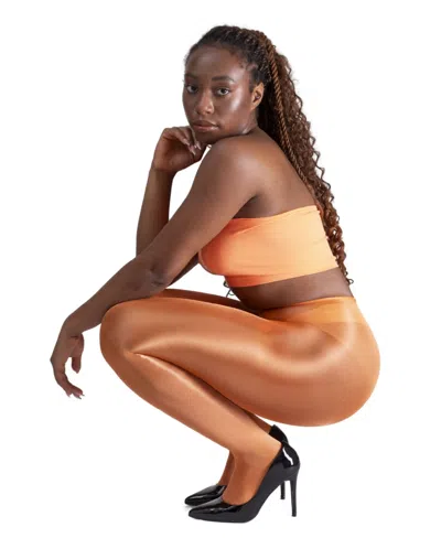 Lechery Women's Lustrous Silky Shiny 20 Denier Tights In Orange