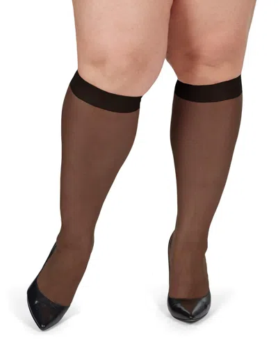 Memoi Silky Sheer Comfort Knee High Socks In Jet Black