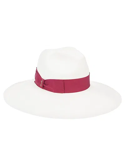 Borsalino Sophie Wide Brim Straw Hat In Red