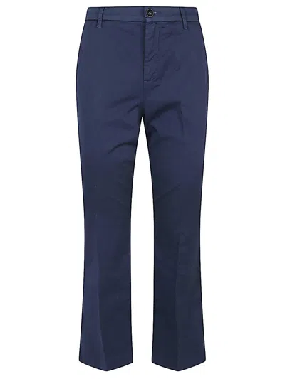 I Love My Pants Blue Cotton Cropped Flared Trousers In Blue