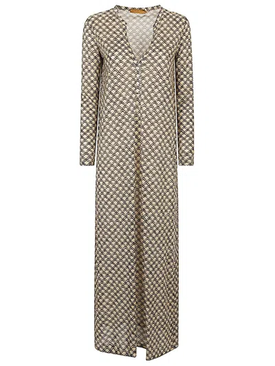 Siyu Printed Long Dress In Multicolour