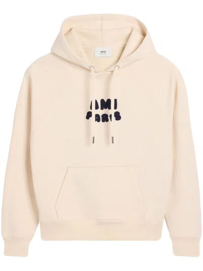 Ami Alexandre Mattiussi Logo Cotton Hoodie In Neutral