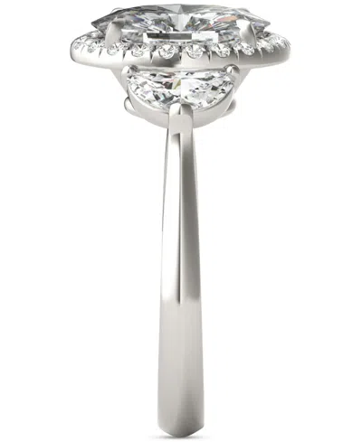Charles & Colvard Moissanite Oval Halo Three Stone Ring (3-3/4 Ct. T.w.) In 14k White Gold In 14k White Gold