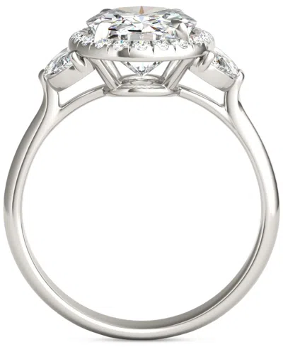 Charles & Colvard Moissanite Oval Halo Three Stone Ring (3-3/4 Ct. T.w.) In 14k White Gold In 14k White Gold