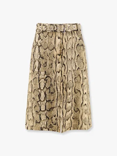 Dries Van Noten Sheraz Viscose And Cotton Skirt With Reptile Print In Brown
