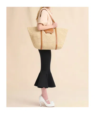 Marni Medium Natural Raffia-effect Trunkaroo Beach Bag In Neutral