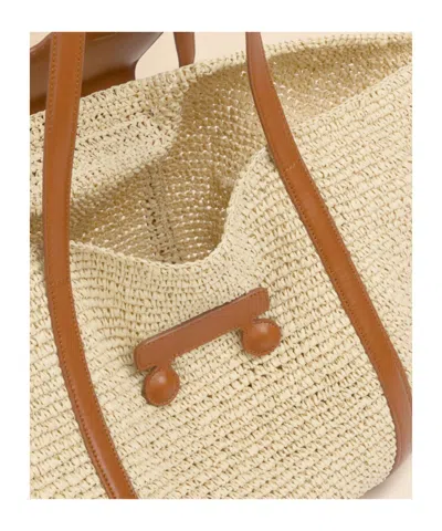 Marni Medium Natural Raffia-effect Trunkaroo Beach Bag In Neutral
