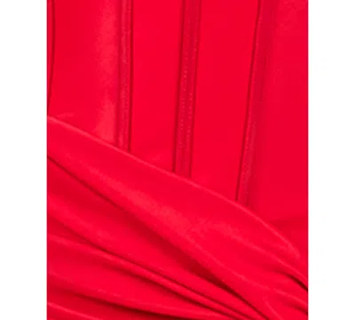 Alex & Sophia Juniors' Corset Draped-front Side-slit Gown In Red