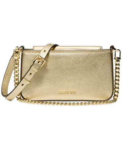 Michael Kors Bryant Small Leather Convertible Crossbody In Pale Gold