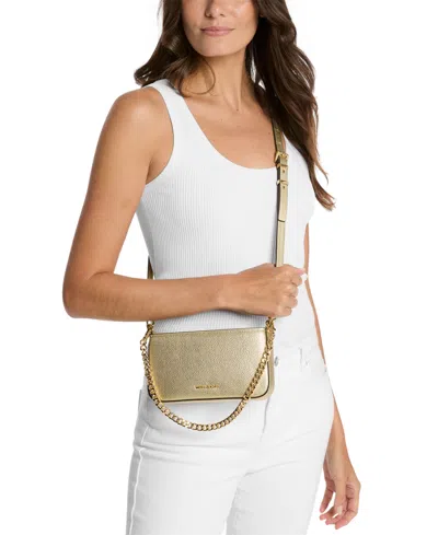 Michael Kors Bryant Small Leather Convertible Crossbody In Pale Gold