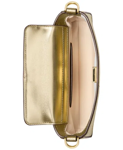 Michael Kors Bryant Small Leather Convertible Crossbody In Pale Gold
