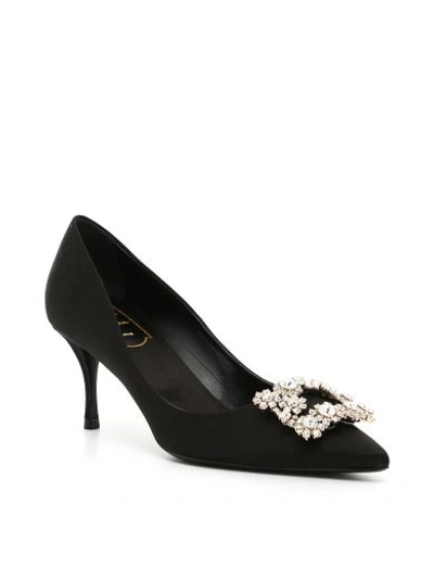 Shop Roger Vivier Flower Strass Pumps In Nero|nero