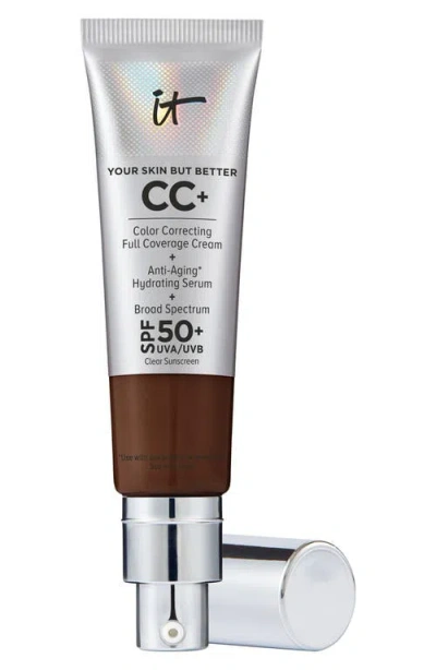 It Cosmetics Cc+ Cream Full Coverage Color Correcting Foundation With Spf 50+ Deep Mocha 1.08 oz / 32 ml In Deep Mocha