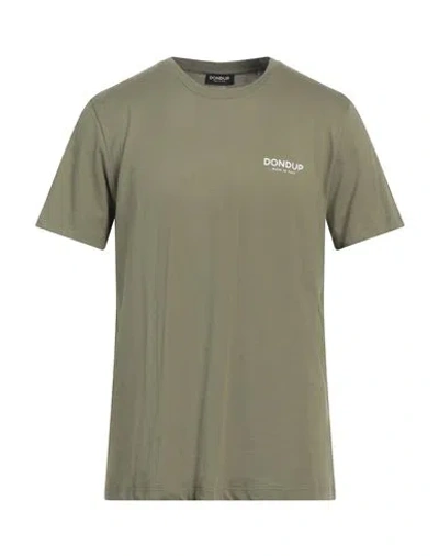 Dondup Man T-shirt Military Green Size L Cotton In Green