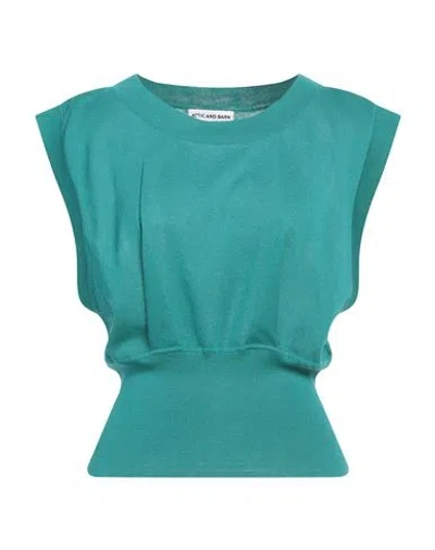 Attic And Barn Woman Sweater Sage Green Size M Modal, Linen, Polyester In Blue