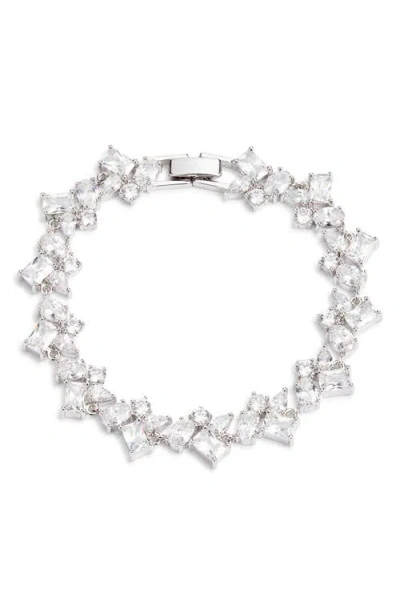 Nordstrom Fancy Cubic Zirconia Statement Bracelet In Clear- Silver