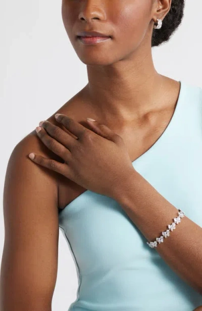 Nordstrom Fancy Cubic Zirconia Statement Bracelet In Clear- Silver