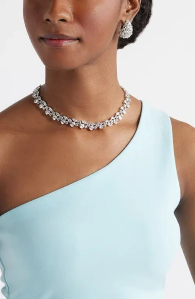 Nordstrom Cubic Zirconia Cluster Collar Necklace In Clear- Silver