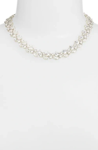 Nordstrom Cubic Zirconia Cluster Collar Necklace In Clear- Silver