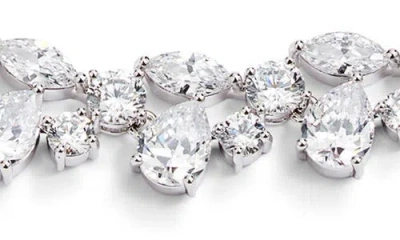 Nordstrom Cubic Zirconia Cluster Collar Necklace In Clear- Silver