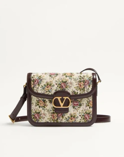 Valentino Borsa A Tracolla 9to5 In Jacquard Ricamato  Donna In Brown/multicolour