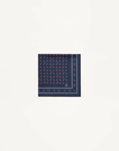 Valentino Garavani Cherryfic Silk Square Scarf In Blue