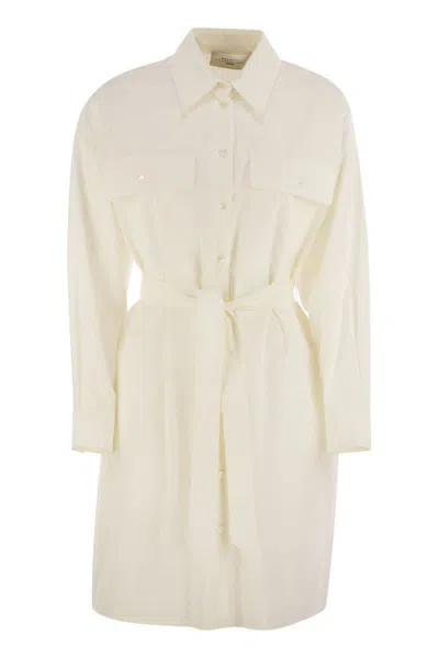 Weekend Max Mara Balocco Button Detailed Belted Dress In White