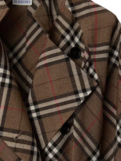 Burberry Check Silk Blend Trench Dress In Beige