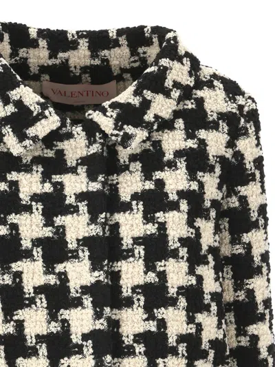 Valentino Extra Large Houndstooth Tweed Jacket In White