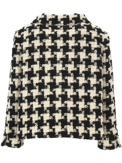 Valentino Extra Large Houndstooth Tweed Jacket In White