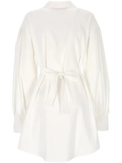 Valentino Kurzes Kleid Aus Baumwolle Und Leinen Frau Weiss 50 In White