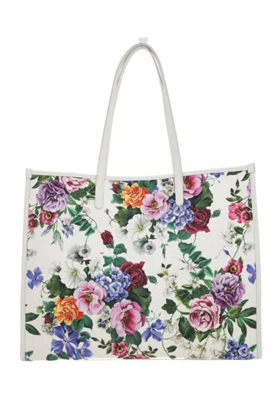 Dolce & Gabbana White Shopper With All-over Floral Motif
