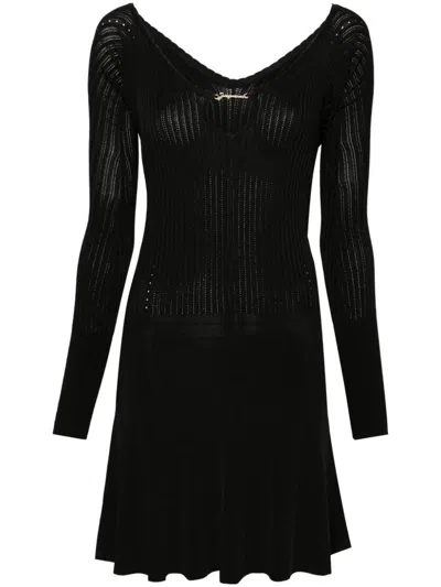 Jacquemus Womens Black Logo-plaque Slim-fit Knitted Mini Dress In Black