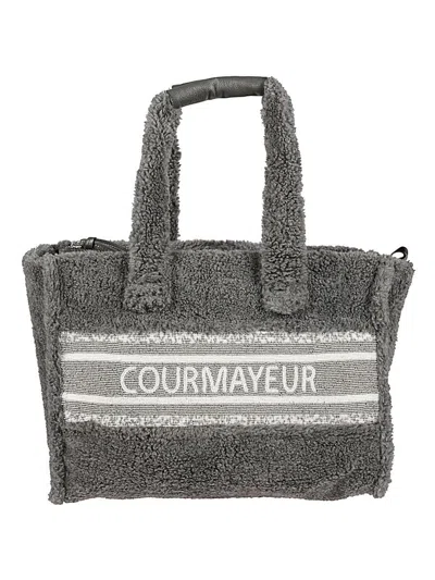 De Siena Shoes Courmayeur Eco Fur Shopping Bag In Grey