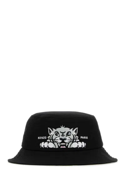 Kenzo Men Black Cotton Bucket Hat In Black