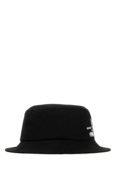 Kenzo Men Black Cotton Bucket Hat In Black