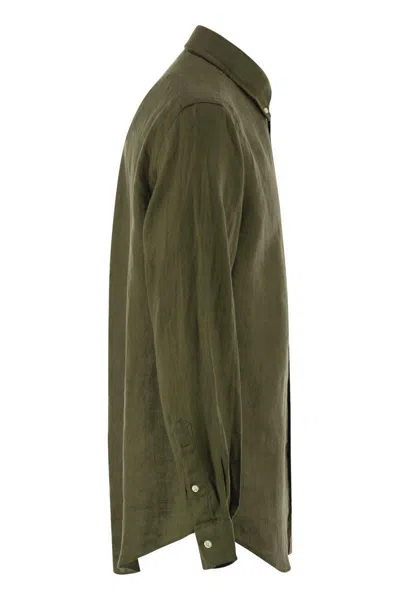 Polo Ralph Lauren Olive Green Cotton Shirt With Signature Polo Pony Motif In Military Green