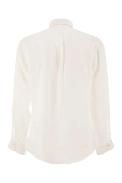 Shop Polo Ralph Lauren Custom-fit Linen Shirt In White