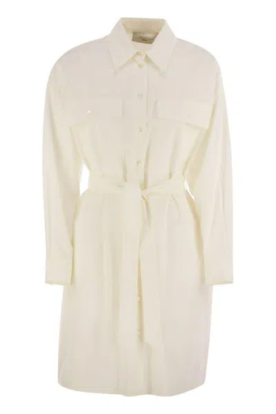 Weekend Max Mara Balocco Button Detailed Belted Dress In White